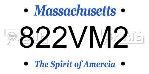 822VM2 Massachusetts License Plate