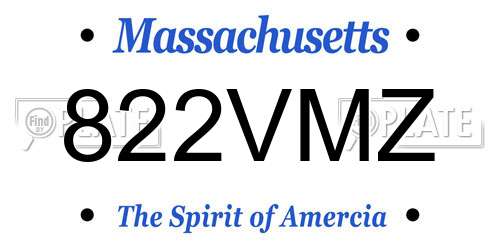 822VMZ Massachusetts License Plate