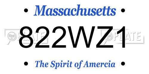 822WZ1 Massachusetts License Plate
