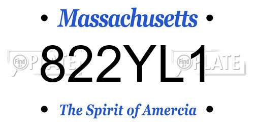 822YL1 Massachusetts License Plate
