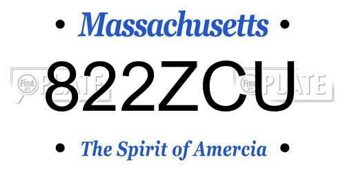 822ZCU Massachusetts License Plate