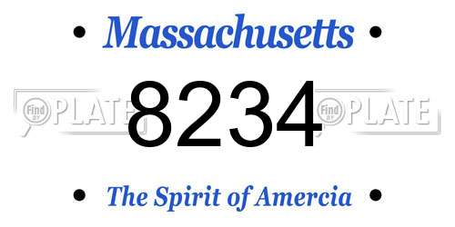 8234 Massachusetts License Plate