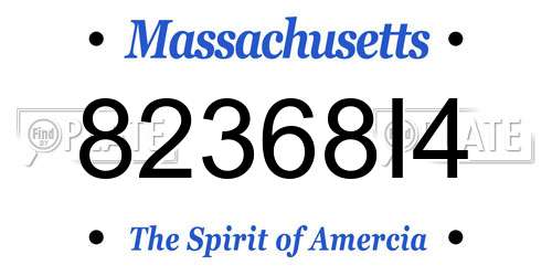 82368I4 Massachusetts License Plate