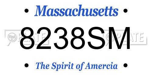 8238SM Massachusetts License Plate