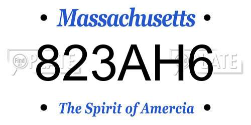 823AH6 Massachusetts License Plate