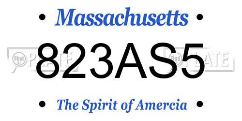 823AS5 Massachusetts License Plate
