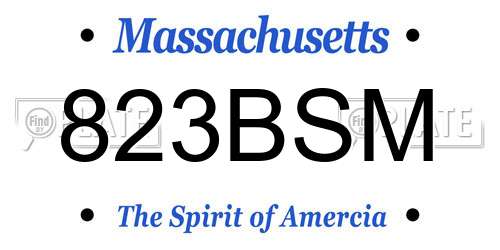 823BSM Massachusetts License Plate