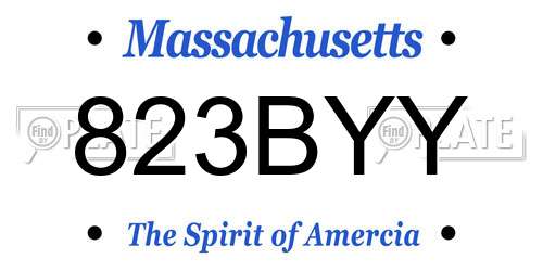 823BYY Massachusetts License Plate