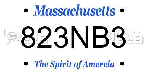 823NB3 Massachusetts License Plate