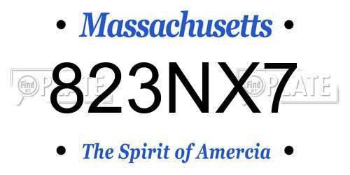 823NX7 Massachusetts License Plate