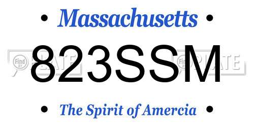 823SSM Massachusetts License Plate