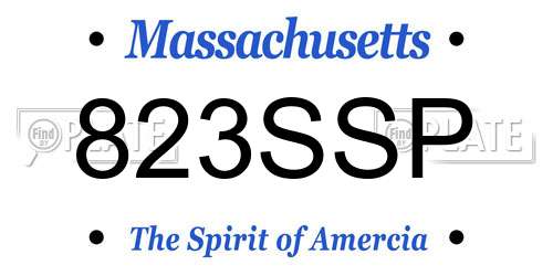 823SSP Massachusetts License Plate