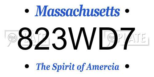 823WD7 Massachusetts License Plate