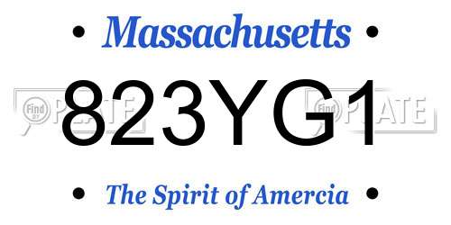 823YG1 Massachusetts License Plate