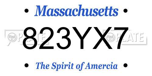 823YX7 Massachusetts License Plate