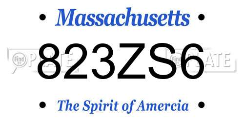 823ZS6 Massachusetts License Plate