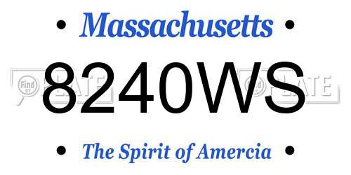 8240WS Massachusetts License Plate