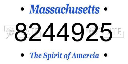 8244925 Massachusetts License Plate