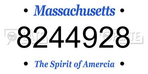 8244928 Massachusetts License Plate