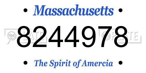 8244978 Massachusetts License Plate