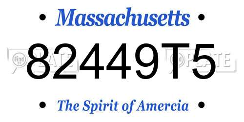 82449T5 Massachusetts License Plate