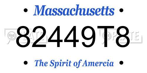 82449T8 Massachusetts License Plate