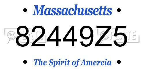 82449Z5 Massachusetts License Plate