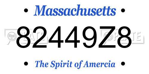 82449Z8 Massachusetts License Plate