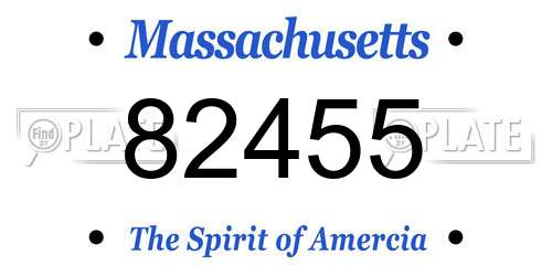 82455 Massachusetts License Plate