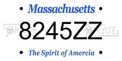 8245ZZ Massachusetts License Plate