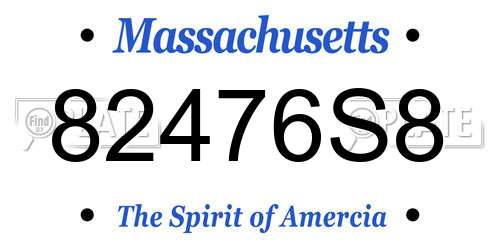 82476S8 Massachusetts License Plate