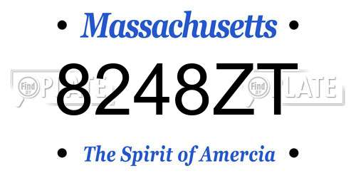 8248ZT Massachusetts License Plate
