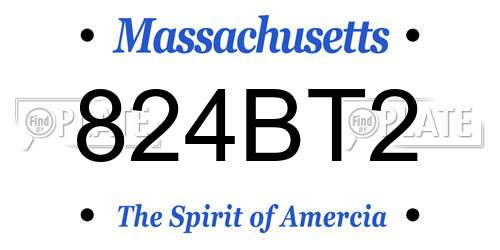 824BT2 Massachusetts License Plate