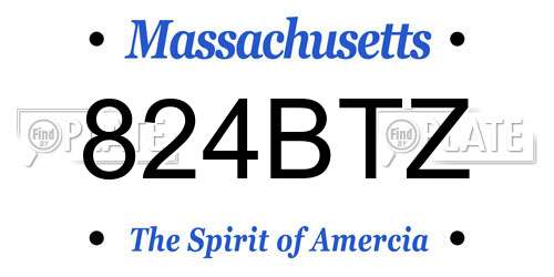824BTZ Massachusetts License Plate