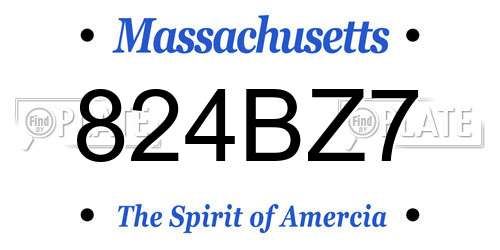 824BZ7 Massachusetts License Plate