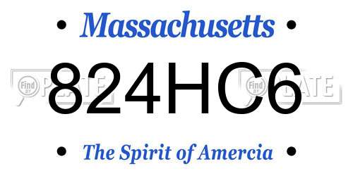 824HC6 Massachusetts License Plate