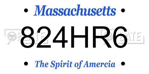 824HR6 Massachusetts License Plate