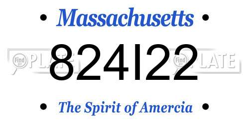 824I22 Massachusetts License Plate
