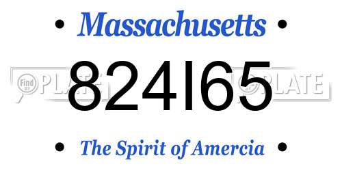 824I65 Massachusetts License Plate