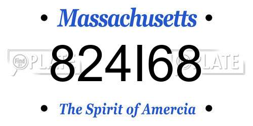 824I68 Massachusetts License Plate