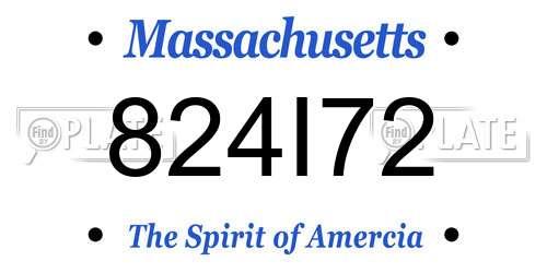 824I72 Massachusetts License Plate