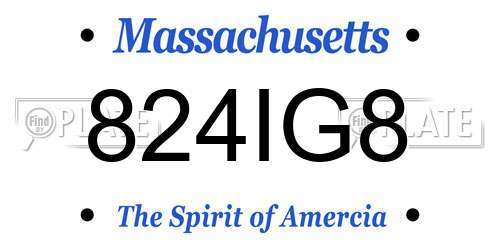 824IG8 Massachusetts License Plate