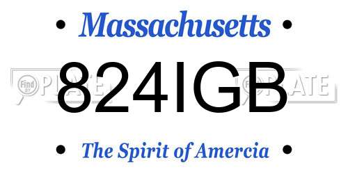 824IGB Massachusetts License Plate