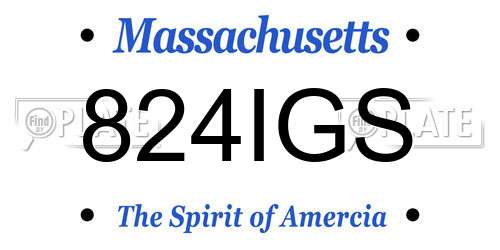 824IGS Massachusetts License Plate