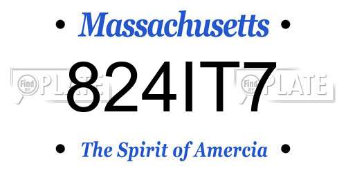 824IT7 Massachusetts License Plate