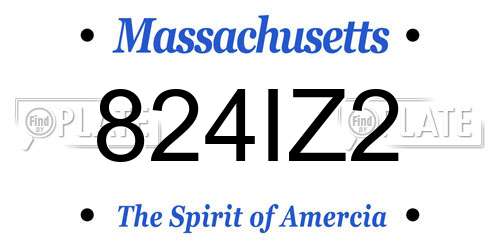 824IZ2 Massachusetts License Plate
