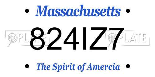824IZ7 Massachusetts License Plate