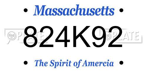 824K92 Massachusetts License Plate