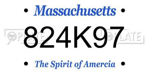 824K97 Massachusetts License Plate