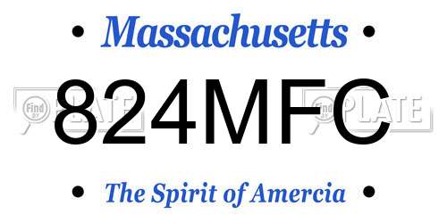 824MFC Massachusetts License Plate